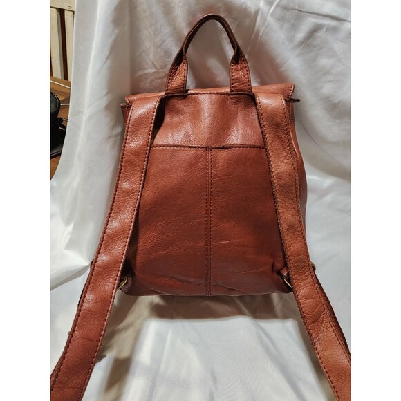 American Leather Company Liberty Tumbled Leather Backpack Cognac Zip/Snaps - Picture 2 of 16